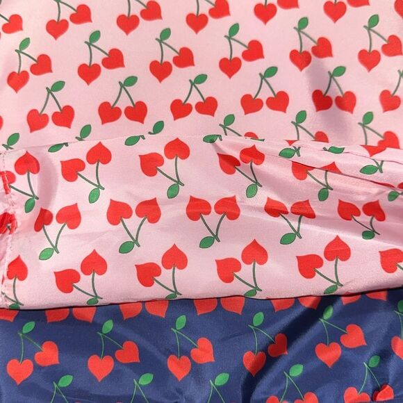 DL Cherry Print Blue Pink Green Red Gold Tone 2 Piece Travel Packing Cube Set - Picture 8 of 8